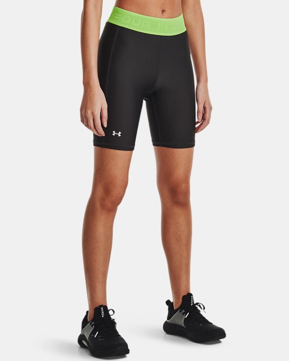 Women's HeatGear® Bike Shorts, Green, pdpMainDesktop image number 0